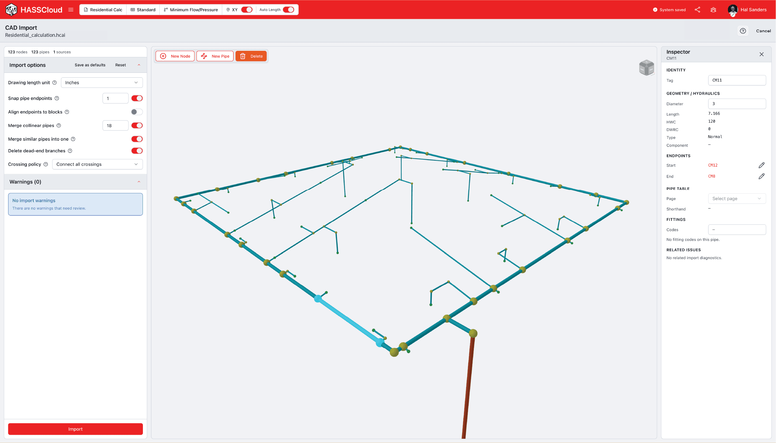 HASSCAD import of a residential calculation