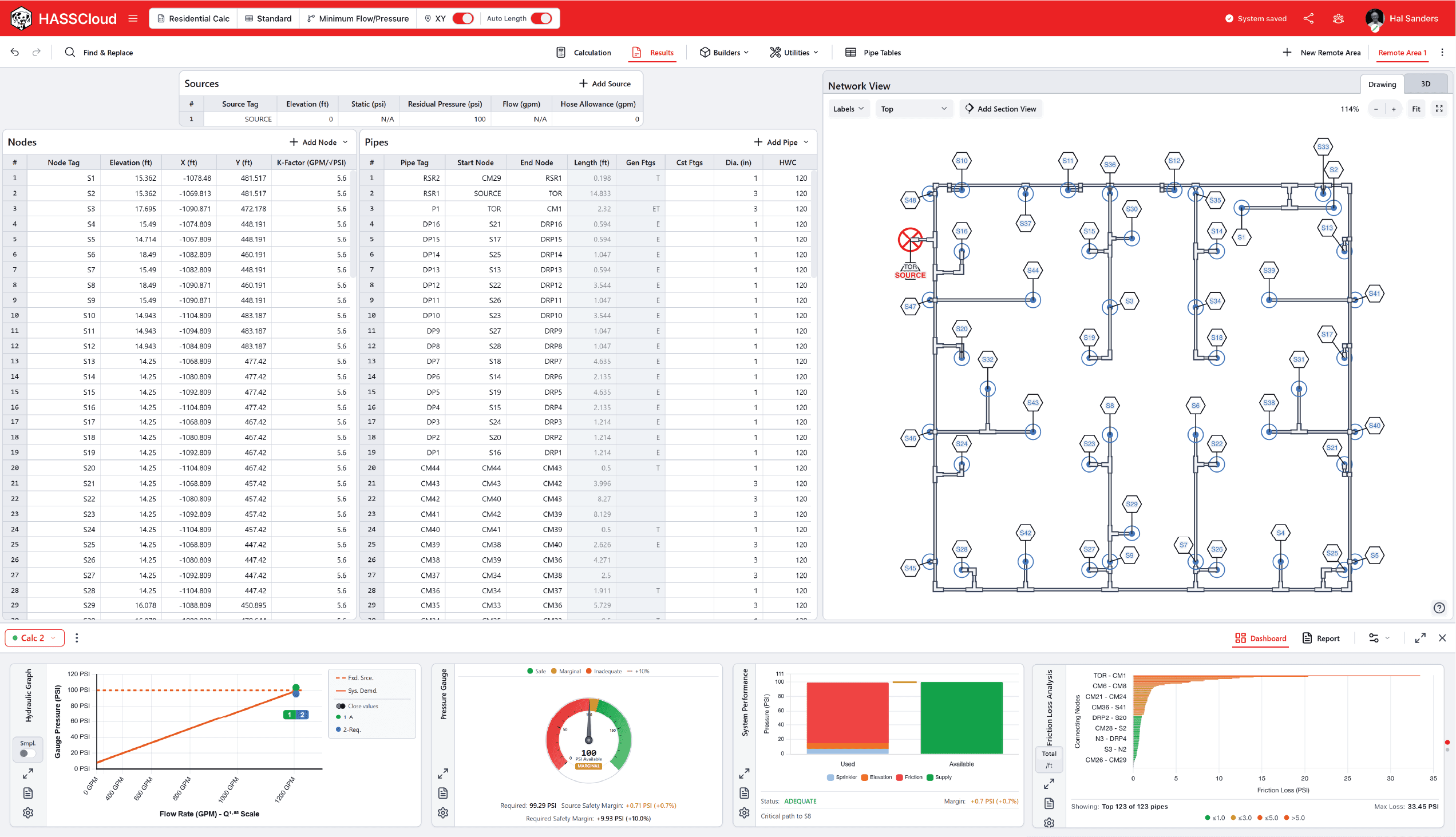 HASSCAD network view of a residential calculation